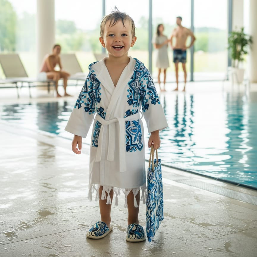 Premium 3-teiliges Kinder-Hamam-Set Pfau