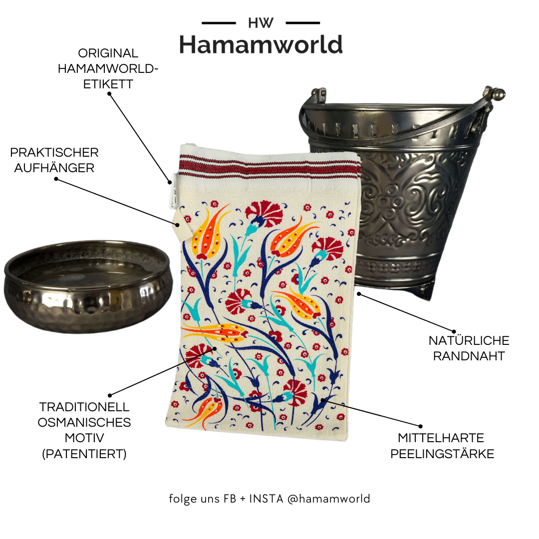 Hamam Peelinghandschuh Gelbe Tulpe - Infografik